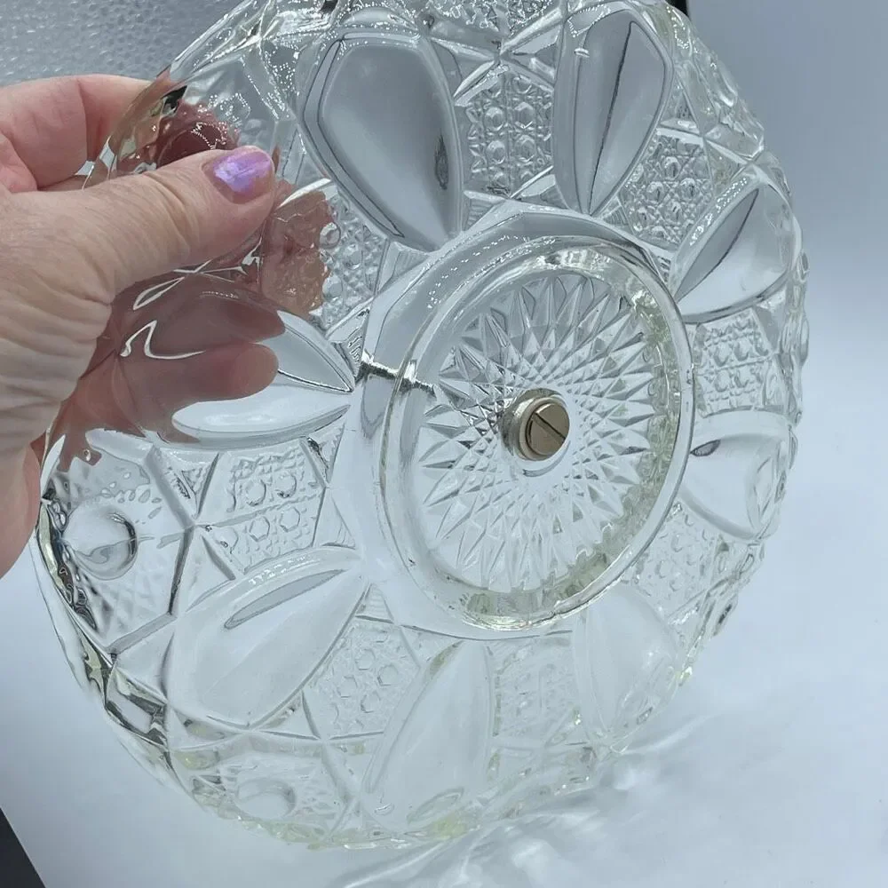 Fostoria Tiara glass single-tier serving tray scalloped edge silver colored hand
